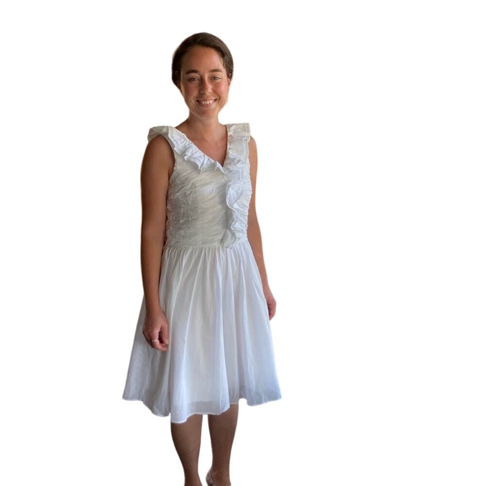 Calvin Klein White Ruffled Dress, Size 6